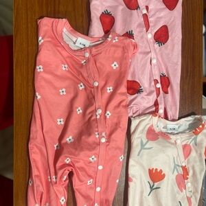 Set- Pink and Cream Footies One Pieces with Cozy Fabric